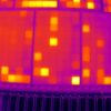 Thermal image of solar panels showing localised temperature differences