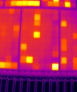 Thermal image of solar panels showing localised temperature differences